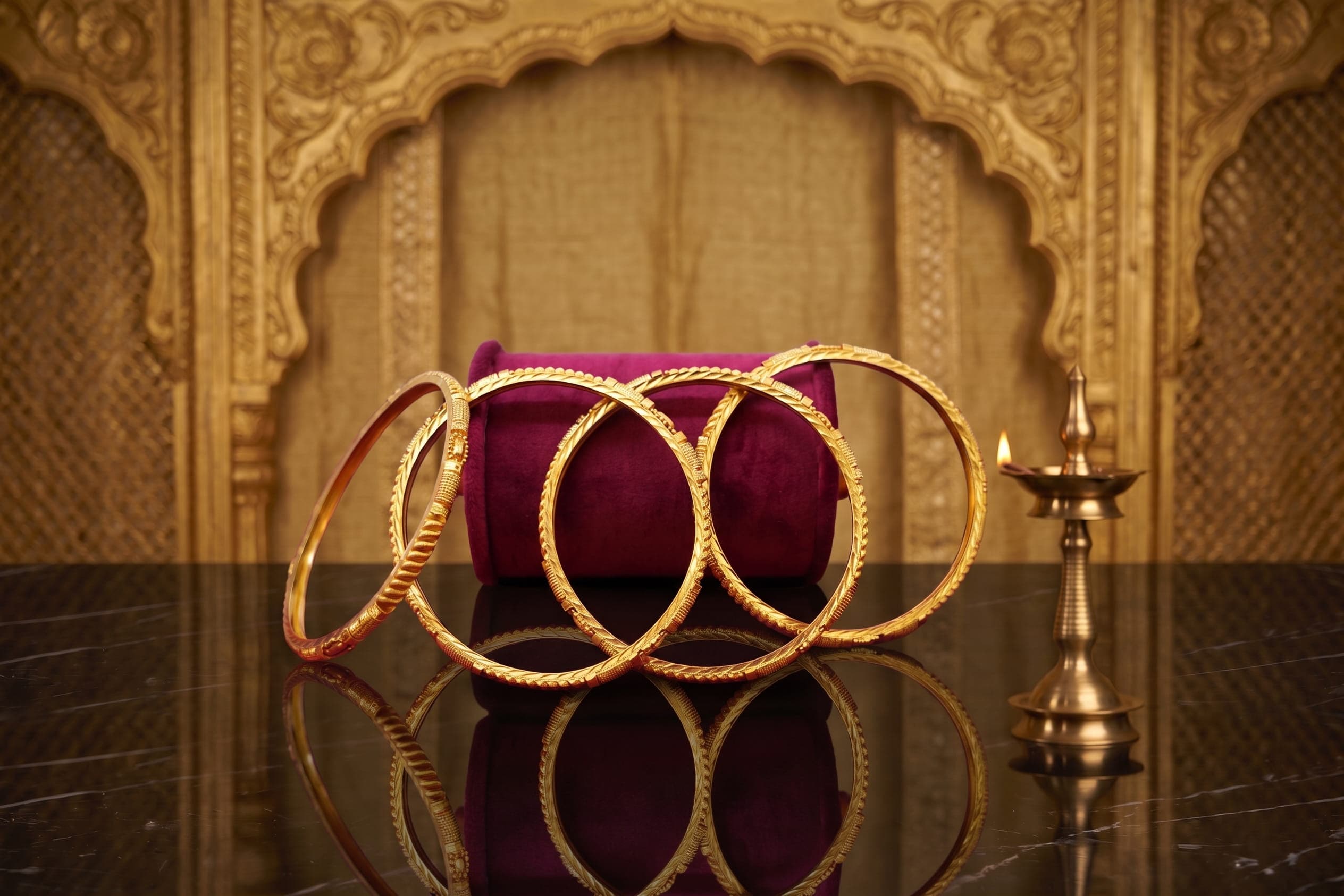 Four Peice Pillar Bangle Set - View 1