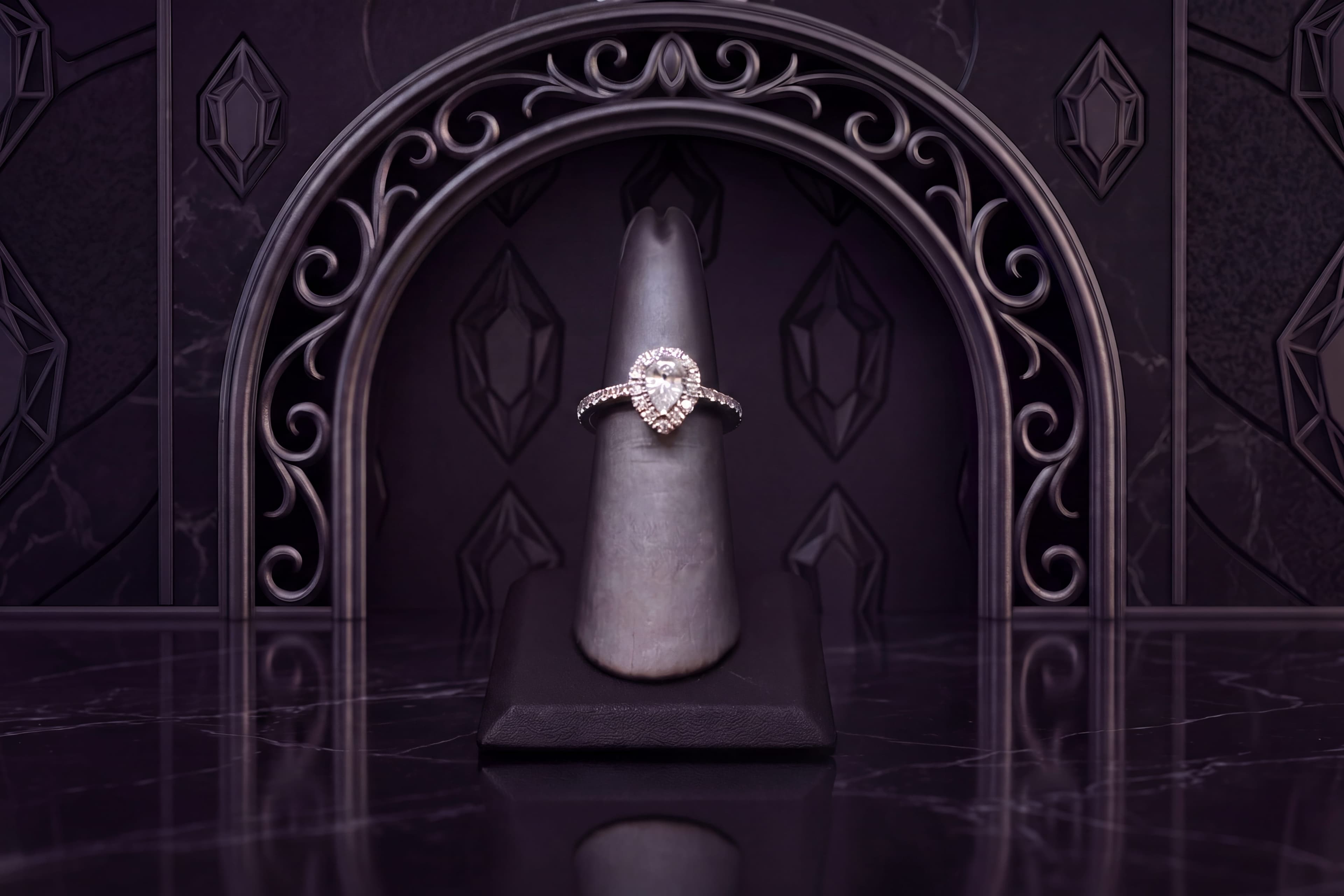 Pear Shape Natural Diamond Ring - View 1